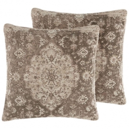 Beliani-MIMISAL-Sierkussensetvan2-Bruin-45x45cm-Katoen
