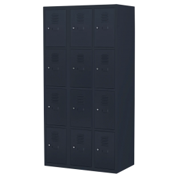Lockerkast12deurs3delig-smal-LKP-215Antracietral7016