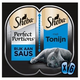 8xShebaPerfectPortionsKattenvoerNatvoerTonijninSaus3x2stuks