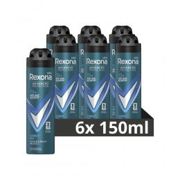 6xRexonaMenDeodorantSprayAdvancedProtectionCobaltDry150ml