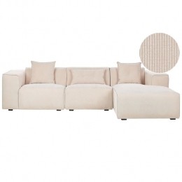 Beliani-DOLVA-Hoekbank-Beige-Linkerzijde-294cm-Corduroy