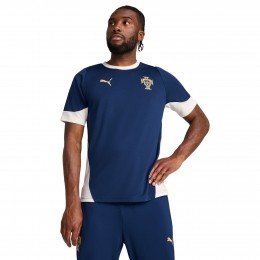 PUMAPortugalTrainingsshirt2025-2026DonkerblauwGebrokenWitGeel