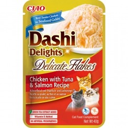 CiaoDashiDelightsDelicateFlakesKattenvoerNatChickenTunaSalmon40gr
