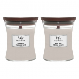2xWoodWickGeurkaarsMediumWarmWool275gr