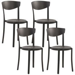 Beliani-VIESTE-Tuinstoelsetvan4-Zwart-Synthetischmateriaal
