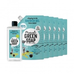 MarcelsGreenSoapDouchegelMimosaZwarteBes6NavullingenPakket
