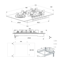 BekoHILL75235SNLGaskookplaatZwart