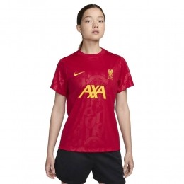 NikeLiverpoolPre-MatchTrainingsshirt2024-2025DamesRoodGeel