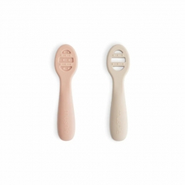 MushieEersteSetBabyLepelsBlushShiftingSand1set