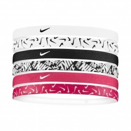 NikePrintedHoofdbanden6-PackWitRozeZwart