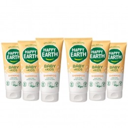 6xHappyEarthShampoo100NatuurlijkBabyKids200ml