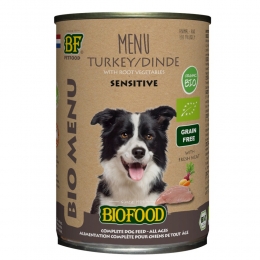12xBFPetfoodBiofoodOrganicKalkoenMenu400gr