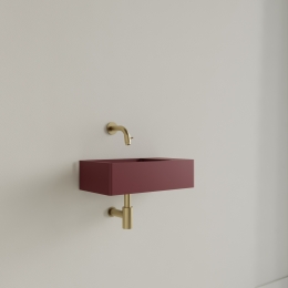 FonteinGlissDesignFreyaSolidMarble40x22x10cmZonderKraangatRechtsMatWijnRood