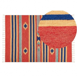 Beliani-HATIS-Vloerkleed-Meerkleurig-140x200cm-Katoen