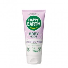 HappyEarthCreamOilWash100NatuurlijkBabyKids200ml