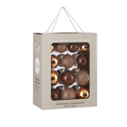 HouseofSeasonsKerstballenSet-26Stuks-7cm-Glas-Bruin
