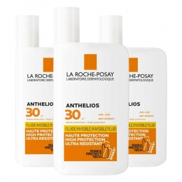3xLaRochePosayAntheliosOnzichtbareZonnebrandFluideGezichtSPF3050ml