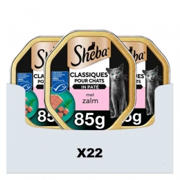 22xShebaAdultKattenvoerClassicPatNatvoerZalmKuipjes85gr