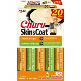 CiaoChuruPureeSkinCoatKattensnackMultipackSalmonScallop20x14gr