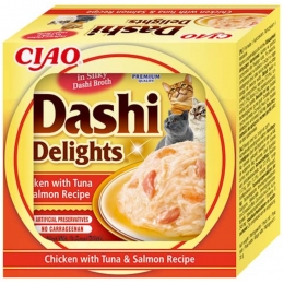 6xCiaoDashiDelightsKattenvoerNatChickenTunaSalmon70gr