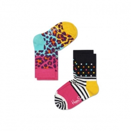 2-PackHappySocksKidsAnimalSokkenRozeTurquoise
