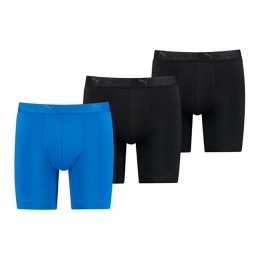 PUMABoxershortsMicrofiberLang3-PackBlauwZwart