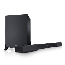TeufelCinebarDuettPowerEdition21setSlankesoundbarmetsubwoofer2-kanaalssysteemZwartWit