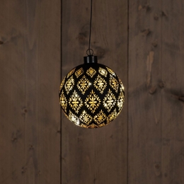 GlassBallBaroqueBlackGold12Cm10LedWarmWhiteG-Annascollection