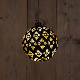 GlassBallBaroqueBlackGold15Cm12LedWarmWhite-Annascollection