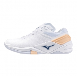 MizunoWAVESTEALTHNEOHandbalschoenenWitNavyPeonyPeachParfaitDamesMaat365
