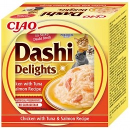 6xCiaoDashiDelightsKattenvoerNatChickenTunaSalmon70gr