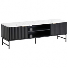 Beliani-GLASTONBURY-TV-meubel-ZwartMarmer-140x40cm-MDF