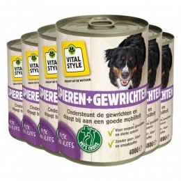 6xVitalstyleHondenvoerBlikSpierGewrichten400gr