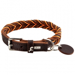 HUNTERHondenhalsbandSolidEducationCordbruin-oranjeMaat50