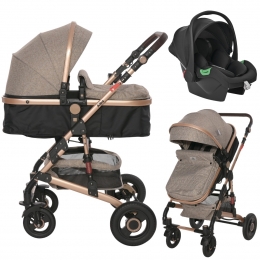 LorelliAlbaPremiumPearlBeige3-in-1CombiKinderwageninclSpiritAutostoel