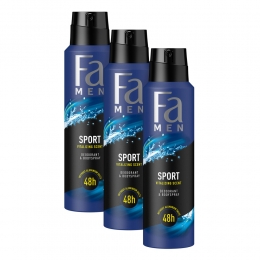 3xFaMenDeodorantSpraySport150ml