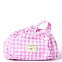 TheFlatLayCoParachuteDrawstringFlatLayMakeupBag-PinkGingham