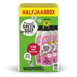 6xMarcelsGreenSoapWasmiddelPatchouliCranberry23Wasbeurten1liter