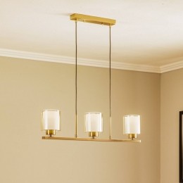 LuceaHanglampRessalineairantiekmessing3-lamps
