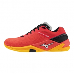MizunoWAVESTEALTHNEOHandbalschoenenRadiantRoodWitCarrotCurlDamesHerenMaat47