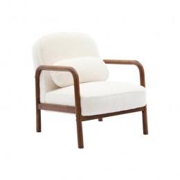sweeek-Scandinavischefauteuilinwalnootkleurigheveahoutenstof
