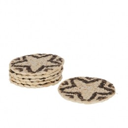 J-LineonderzetterRondSter-jute-naturelbruin-6stuks