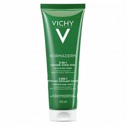 VichyNormaderm3-in-1ReinigingScrubMaskervooreenAcneGevoeligeHuid125ml