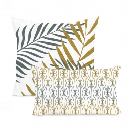 Setvan2kussenhoezenFoliageMintBlanc