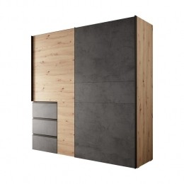 Meubella-KledingkastWalter-Eiken-Grijs-200cm