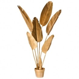 Beliani-BANANATREE-Kunstplant-Goud-123cm-Synthetischmateriaal