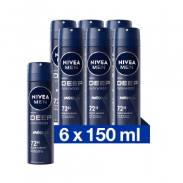 6xNiveaMenDeodorantSprayDeep150ml