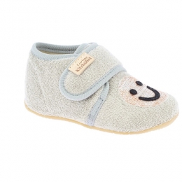 LivingKitzbhel-KidsBabyklettFrotteeSmiley-Pantoffelsmaat23grijsbeige