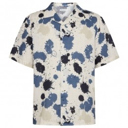KnowledgeCottonApparel-WaterIsLifeBoxFitSSLinen-OverhemdmaatSgrijs