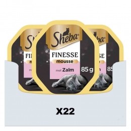 22xShebaFinesseKattenvoerNatvoerMousseZalmKuipjes85gr
